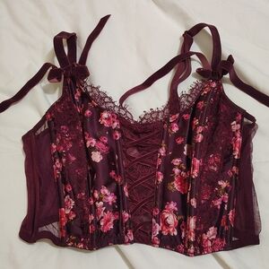 Victoria's Secret Red and Pink Chemise with Lace Trim